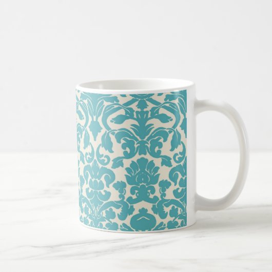 Blaue Damast-Tasse des Aqua Kaffeetasse (Rechts)