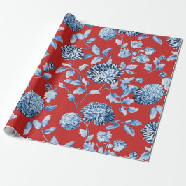 Blaue Dame Christmas Red Vintage Large BlumenToile Geschenkpapier