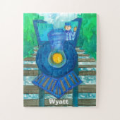 Blaue Dampf-Zug-Name-Kinder Puzzle (Vertikal)