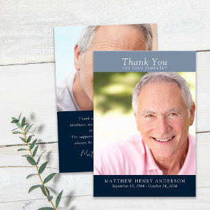 Blaue Dankeschön-für-Ihre-Anteilnahme-Fotokarte Dankeskarte