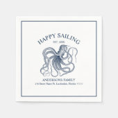 Blaue Darstellung des Oktopus Serviette (Vorderseite)