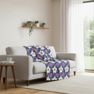 Blaue Decke mit Creme-Blume