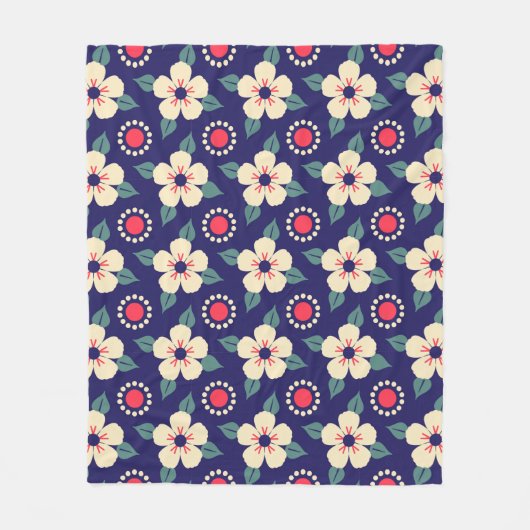 Blaue Decke mit Creme-Blume (Vorderseite)