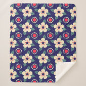 Blaue Decke mit Creme-Blume Sherpadecke (Vorderseite)