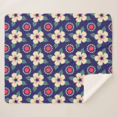 Blaue Decke mit Creme-Blume Sherpadecke (Vorderseite (Horizontal))