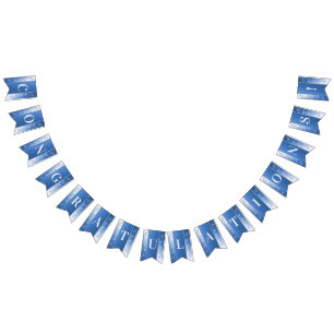 Blaue Dekorationsblume Wimpelkette