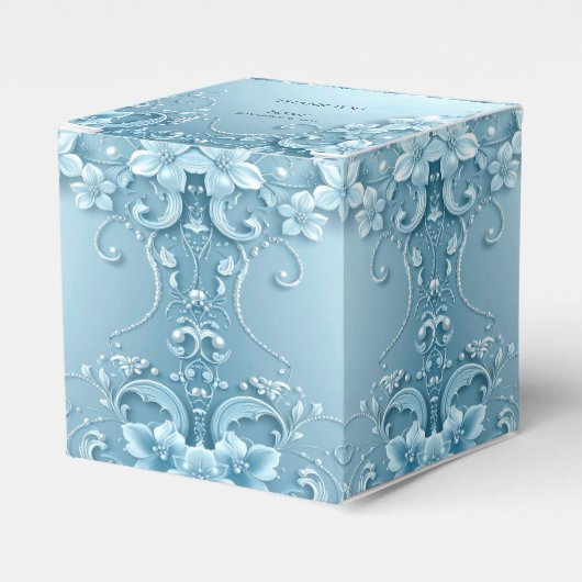 Blaue dekorative Blumen-Geschenkbox Geschenkschachtel (Vorderseite)