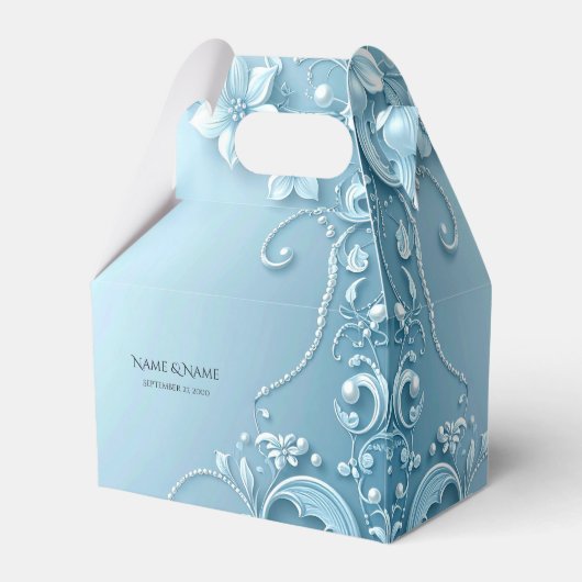 Blaue dekorative Blumen-Geschenkbox Geschenkschachtel (Vorderseite)