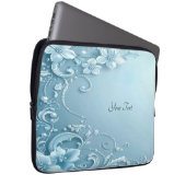 Blaue Dekorative Blumen-Laptop-Hülle Laptopschutzhülle (Vorne Rechts)