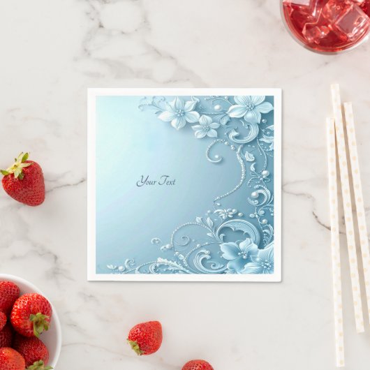 Blaue Dekorative Blumen Serviette (Beispiel)