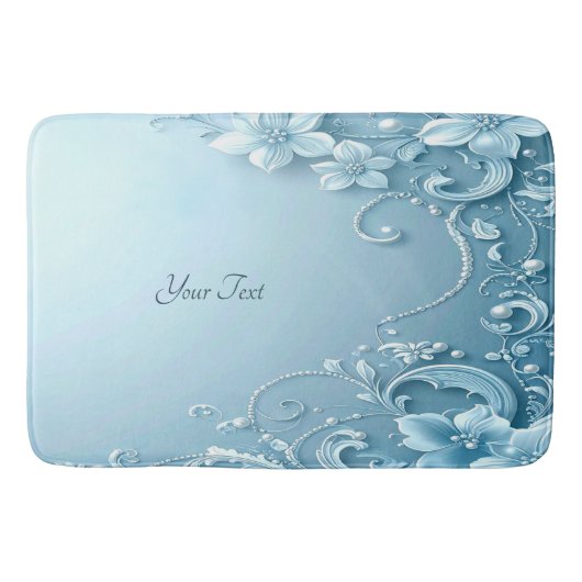 Blaue dekorative Blumenbadmatte Badematte (Vorderseite)