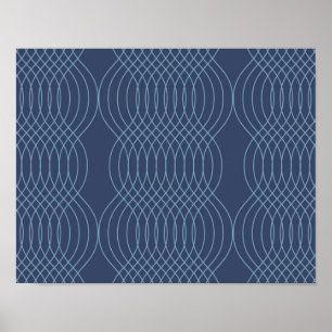 Blaue, dekorative, einfache, moderne, trendige wel poster