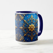 Blaue dekorative Feiertags-Tasse Tasse (VorderseiteRechts)