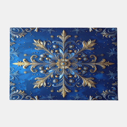 Blaue Dekorative Feiertagsfußmatte Fußmatte (Vorderseite)