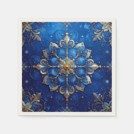 Blaue Dekorative Feiertagsserviette Serviette (Vorderseite)