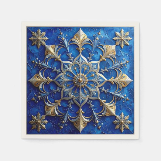 Blaue Dekorative Feiertagsserviette Serviette (Vorderseite)