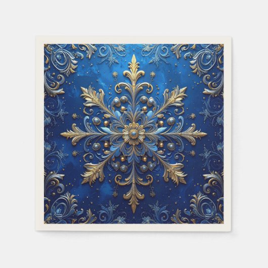 Blaue Dekorative Feiertagsserviette Serviette (Vorderseite)