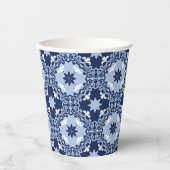 Blaue dekorative Fliesen mit marokkanischer Geomet Pappbecher (Vorderseite)