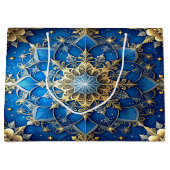 Blaue dekorative Geschenktüte für Feiertage (Vorderseite)