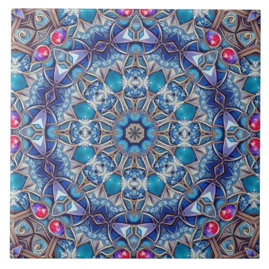Blaue dekorative Keramikfliese (Vorderseite)