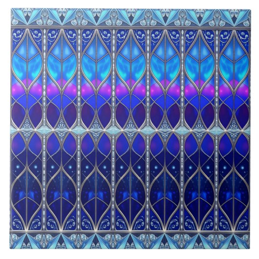 Blaue dekorative Keramikfliese (Vorderseite)