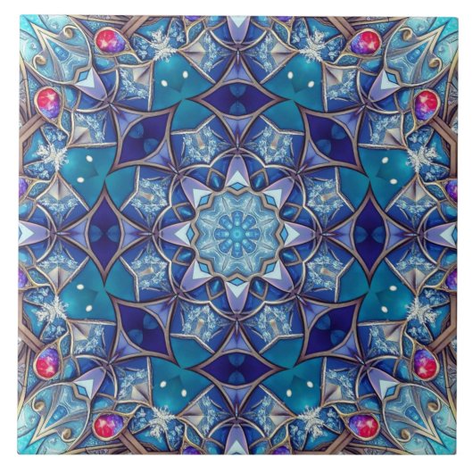 Blaue dekorative Keramikfliese (Vorderseite)