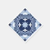 Blaue dekorative marokkanische geometrische Fliese Serviette (Ecke)