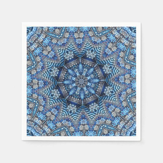 Blaue Dekorative Weihnachts-Feiertagsserviette Serviette (Vorderseite)