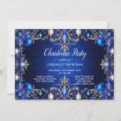 Blaue dekorative Weihnachtsfeier Party Einladung (Vorderseite)