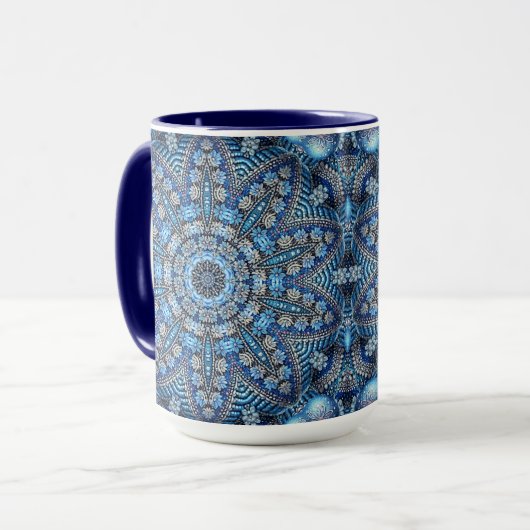 Blaue dekorative Weihnachtsfeiertage Tasse (Vorderseite Links)