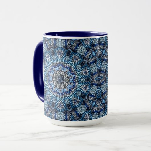 Blaue dekorative Weihnachtsfeiertage Tasse (Vorderseite Links)
