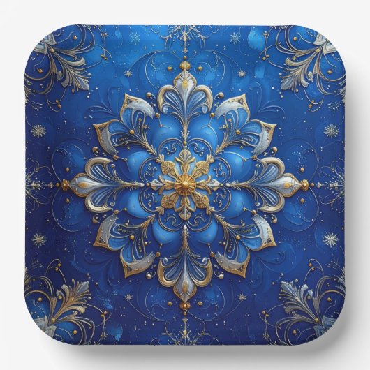 Blaue Dekorative Weihnachtsfeiertags-Papierplatte Pappteller (Vorderseite)