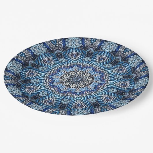 Blaue dekorative Weihnachtsscheibe Pappteller (Schrägansicht)