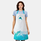 Blaue Delfin und Wasser Schürze (Getragen)