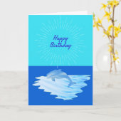 Blaue Delfin zum Geburtstag Karte (Gelbe Blume)