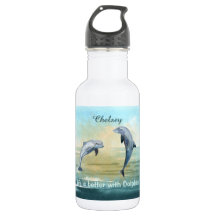 Blaue Delfine Jumping Sonnenwasser Wasserfarbe Nam