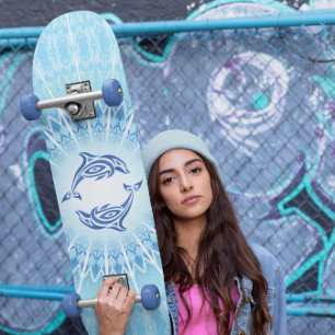 Blaue Delfine Mandala Maritime Skateboard