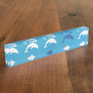 Blaue Delfine Namensplakette