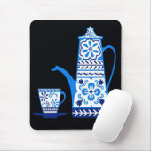 Blaue Delft, Volkskunst Kaffee/Teekanne Mousepad (Mit Mouse)