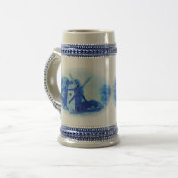 Blaue Delft-Windmühle, blaues Delft-Pferd und