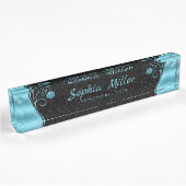 Blaue delikate Blume Namensplakette