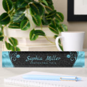 Blaue delikate Blume Namensplakette
