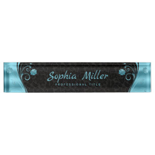 Blaue delikate Blume Namensplakette