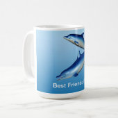 Blaue Delphin-beste Freunde für immer Kaffeetasse (Vorderseite Links)