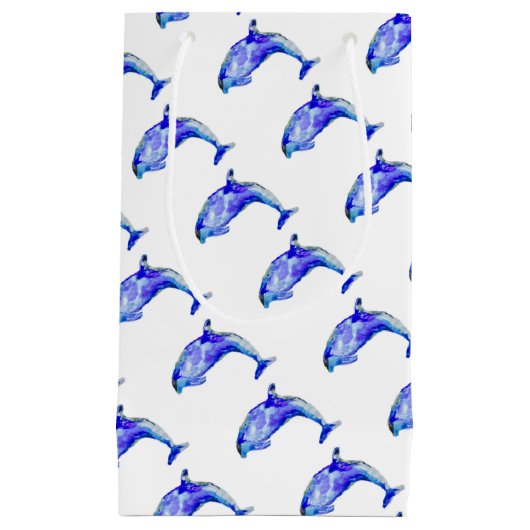 Blaue Delphin-Geschenk-Tasche Kleine Geschenktüte (Vorderseite)
