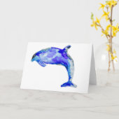 Blaue Delphin-Gruß-Karte Karte (Gelbe Blume)