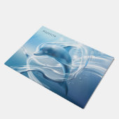 Blaue Delphin-Name-Türmatte Fußmatte (Schrägansicht)