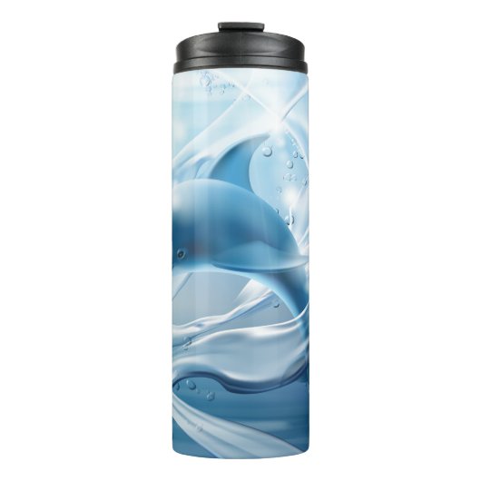 Blaue Delphin-Nametrommel Thermosbecher (Vorderseite)