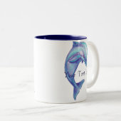 Blaue Delphin-Tasse Zweifarbige Tasse (VorderseiteRechts)