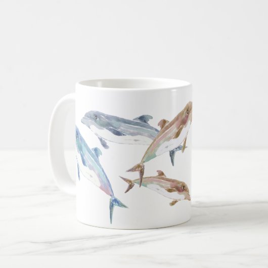 Blaue Delphine auf der Tasse (Vorderseite Links)